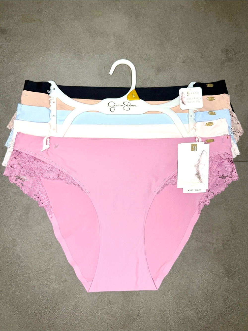 Jessica Simpson Pink & Pastel Ultra Flirty Lace-Trim Bikini Panty Pack